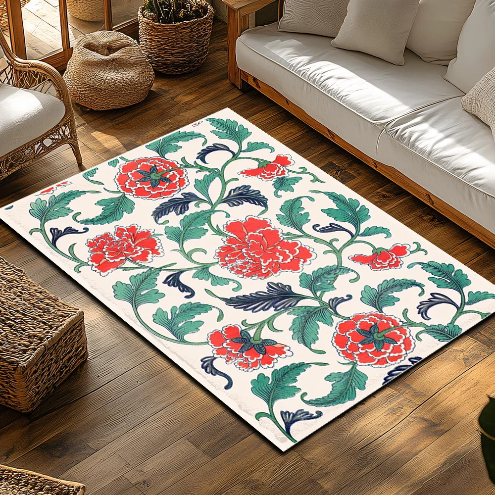 Floral Carpet Washable Non Sli - Home Textiles Rug ulasan dan harga