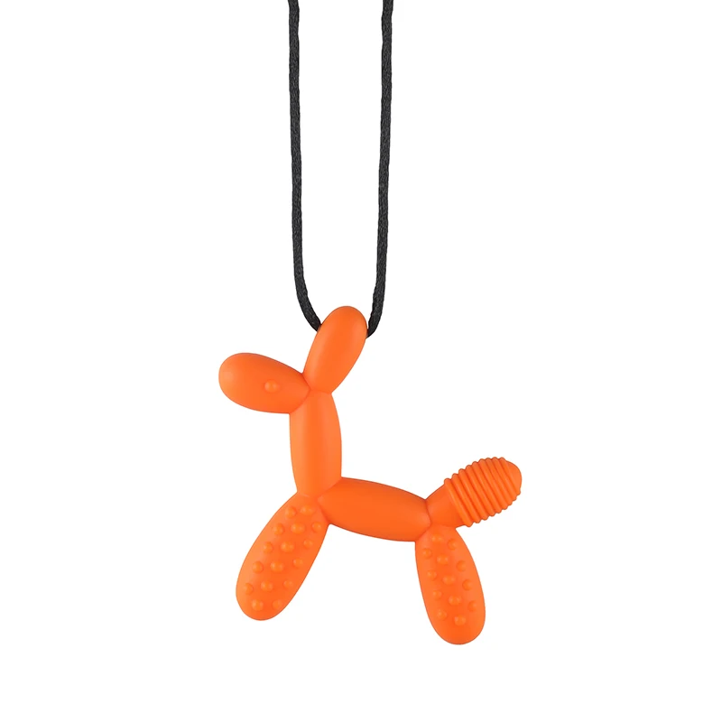 قلادة تسنين على شكل كلب للأطفال، لعبة حسية للكلاب من الدرجة الغذائية لمضغ الأطفال الصغار