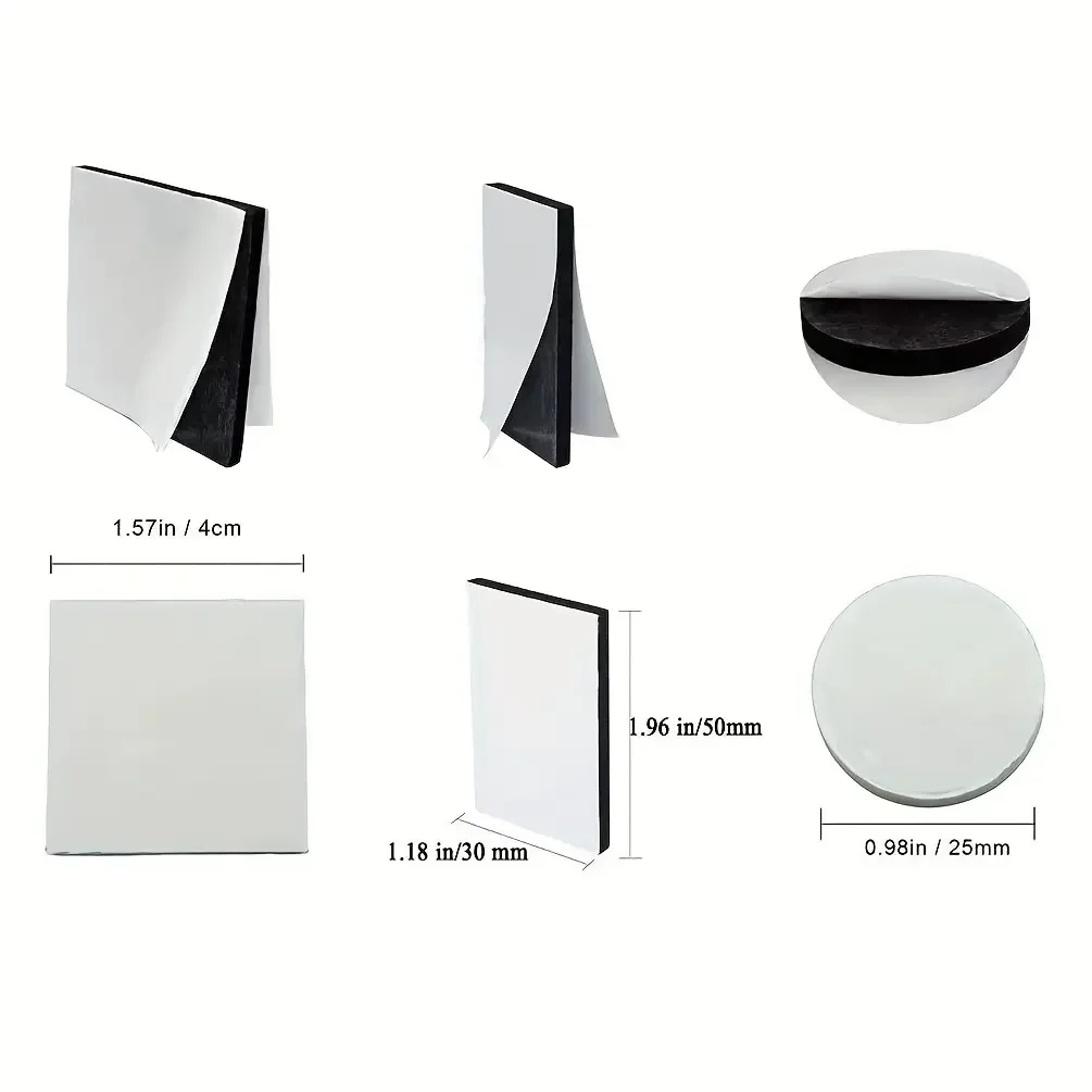 120pcs Super Strong Double-sided Tape Black Self-adhesive Double-layer Foam Rectangular Square Round For Wall Floor Door