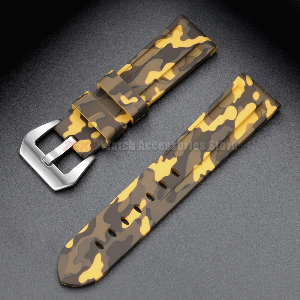 Sportliche 20mm 22mm 24mm 26mm Silikon-Uhrenarmbänder Weiche Komfortable Gummi-Uhrenarmbänder für Panerai Blaue Schwarze Armbänder Zubehör – Detail 14