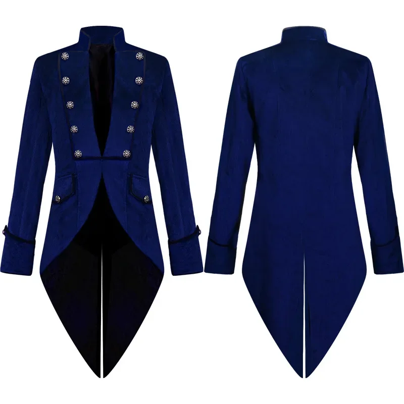 Men's Steampunk Vintage Tailcoat Jacket Gothic Victorian Frock Coat Uniform Halloween Costume Medieval Retro Velvet Jackets Coat