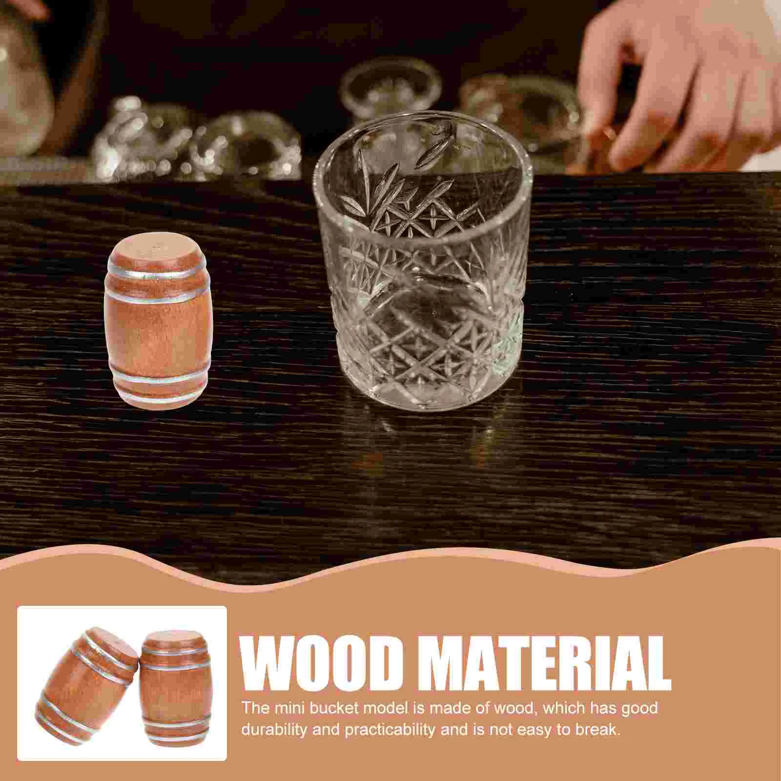 2 Pcs Miniature Beer Barrel Models Decorate House Accessories for Home Wooden Tiny