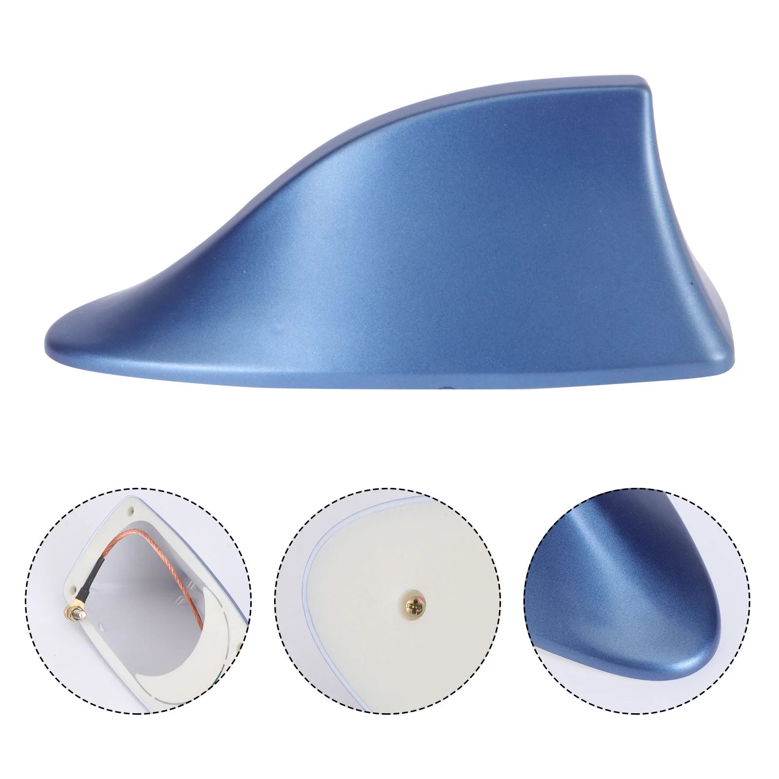 

Shark Fin Aerial Blue Universal Car Antenna Double Sided Tape No Drills Vehicle Roof Radio Signal Cable Suitable All Cars Long