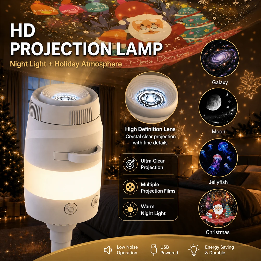 2in1 USB Ambient Light Mini Galaxy Star Projection Atmosphere Multiple Scenes Adjustable Focus Distance Night Lighting Function