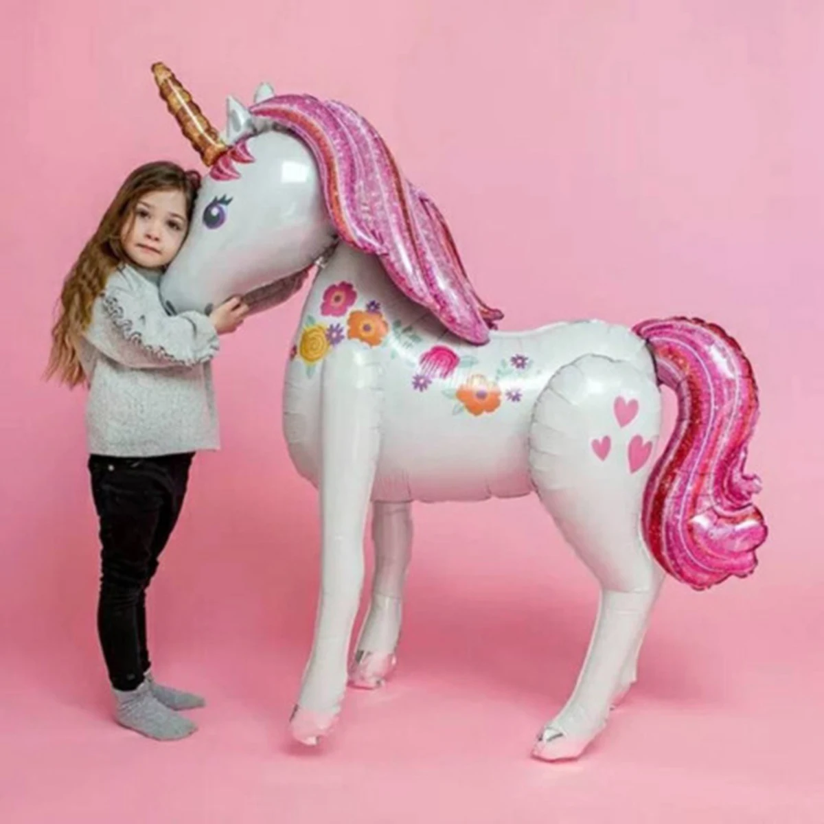 1 set of 116*106cm super large 3D assembly colorful unicorn aluminum film balloon unicorn theme birthday decoration balloon