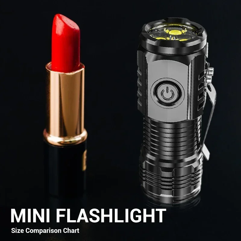 3*SST20 LED Flashlight Mini Portable Torch  Ultra Strong Light 2000LM Flash Light Built-in Rechargeable Battery with Pen Clip