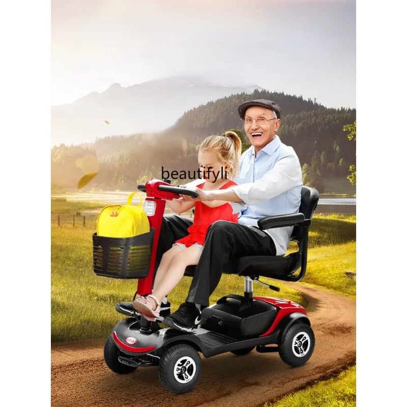 

Elderly Scooter Four-Wheel Electric Household Double Elderly Power Car FOLDABLE Battery Car