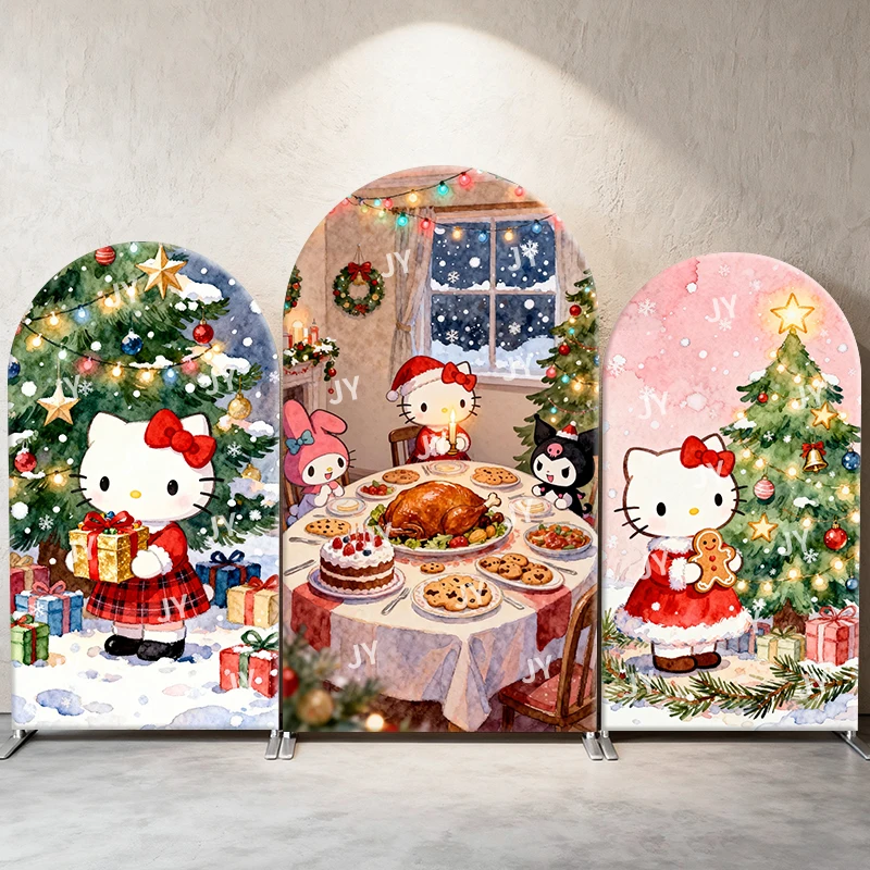 

Sanrio Hello Kitty Christmas Arch Backdrop Xmas Theme Party Decor Photo Booth Background for Holiday Home Decoration