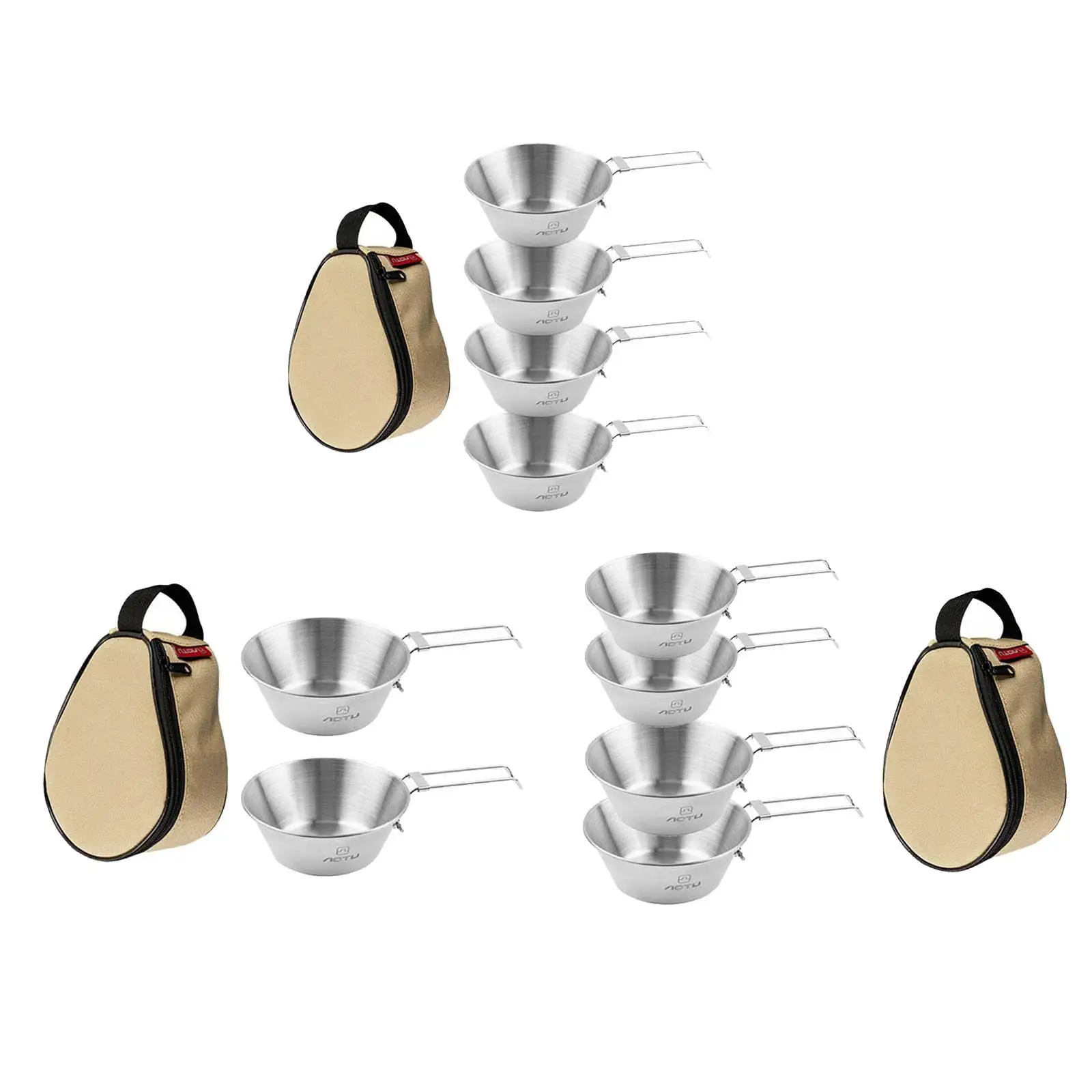 Lichtgewicht kampeerkom, buitenservies met opvouwbare handgreep, opbergtas, kookgerei voor barbecue, wandelen, barbecue