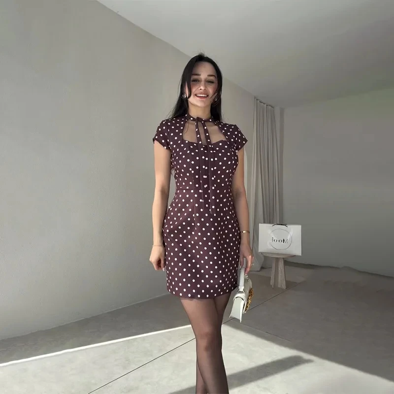 

2026 Spring Summer New Womens Fashion Elegant Solid Color Short Sleeve Square Neck Bodycon Sheath Dress