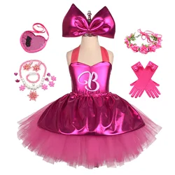 Robes princesse rose pour filles, longueur au genou, barbi tutu, fête d'anniversaire, Halloween, olympiques de Noël, cosplay Margot Robbie