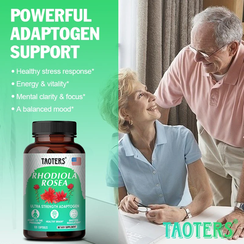 Taoters Capsule di integratore naturale di Rhodiola Rosea-1000 mg, con foglia di ginkgo, migliorano l'energia pura, supporto per il cervello e l'umore - Non OGM