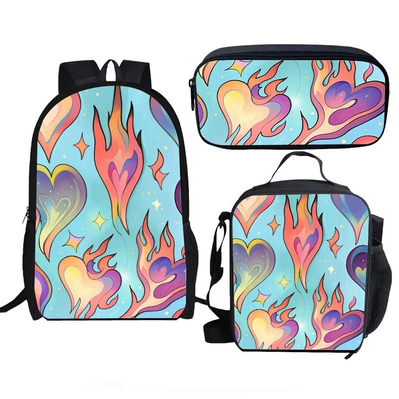 

Trendy Popular Funny Love Flame 3D Print 3pcs/Set pupil School Bags Laptop Daypack Backpack Lunch bag Pencil Case