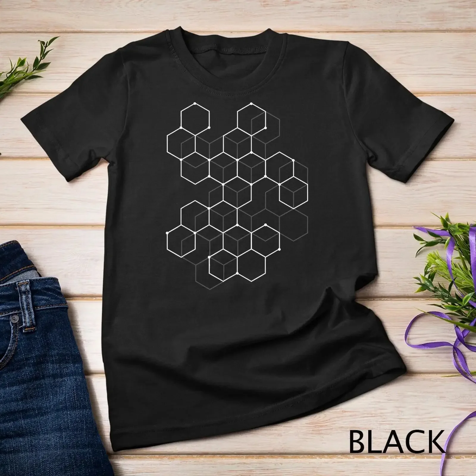 Hexagon Muster Mathematik Wissenschaft Grafikdesign leichtes T Shirt  vintage Washed Casual homme Top For Everyday Wear