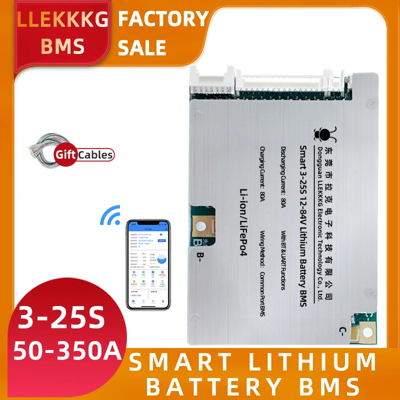 LUCK Smart BMS LiFePo4 4S 12V 24S 72V 48V 16S 40A 60A 100A 150A 200A Li-Ion Bluetooth BMS 25S 13S 14S For lithium battery pack