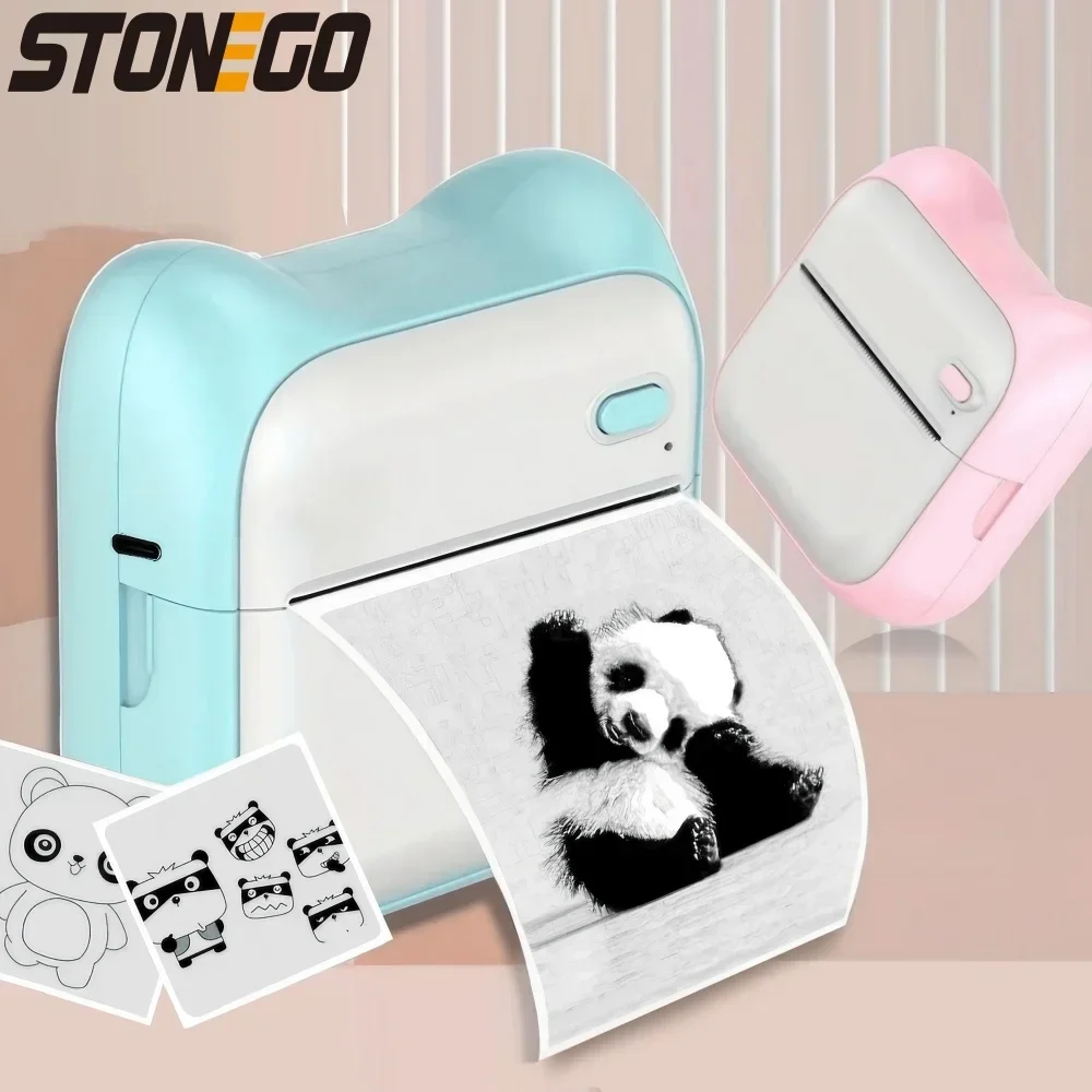 Mini Photo Printer for iOS Android - 1000mAh Portable Thermal Photo Printer for Gift Study Notes Work, Children Photo Picture Memo Maker, Wireless Pocket Printer for Home School Office Travel, Easy to Carry Anywhere
