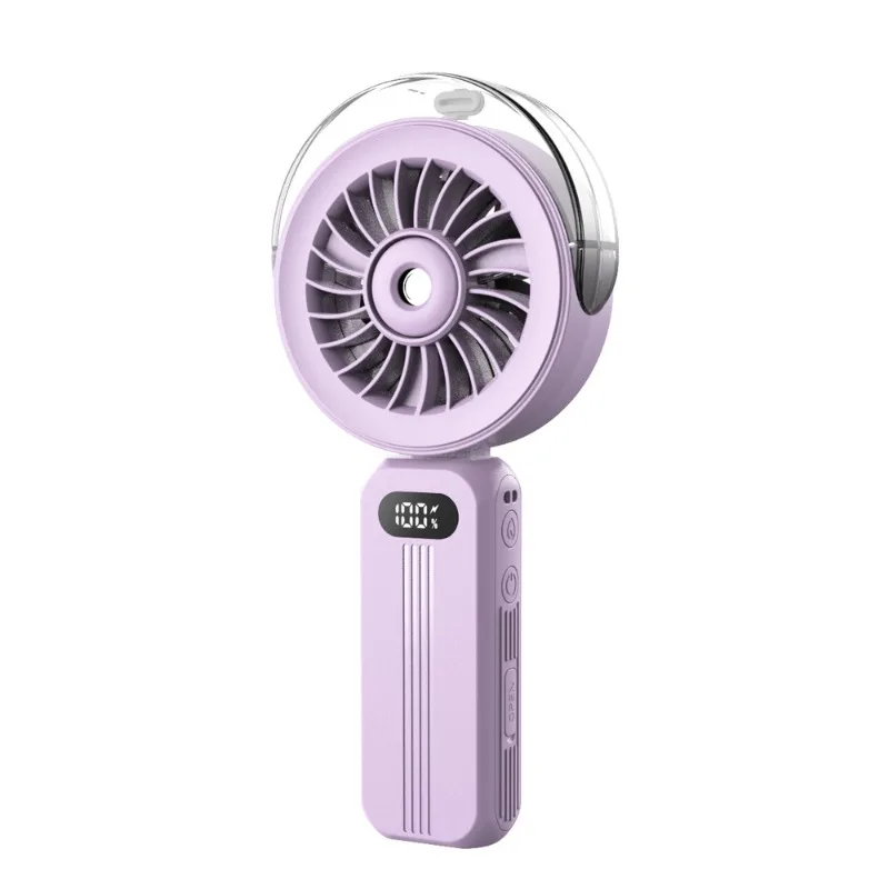 

Students hold small fan digital display portable small fan, foldable desktop fan spray fan