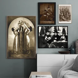 Vintage Witch Art Print Antique Witches Photo Poster Halloween Decoration Canvas Painting Wicca Spooky Home Decor Wall Pictures