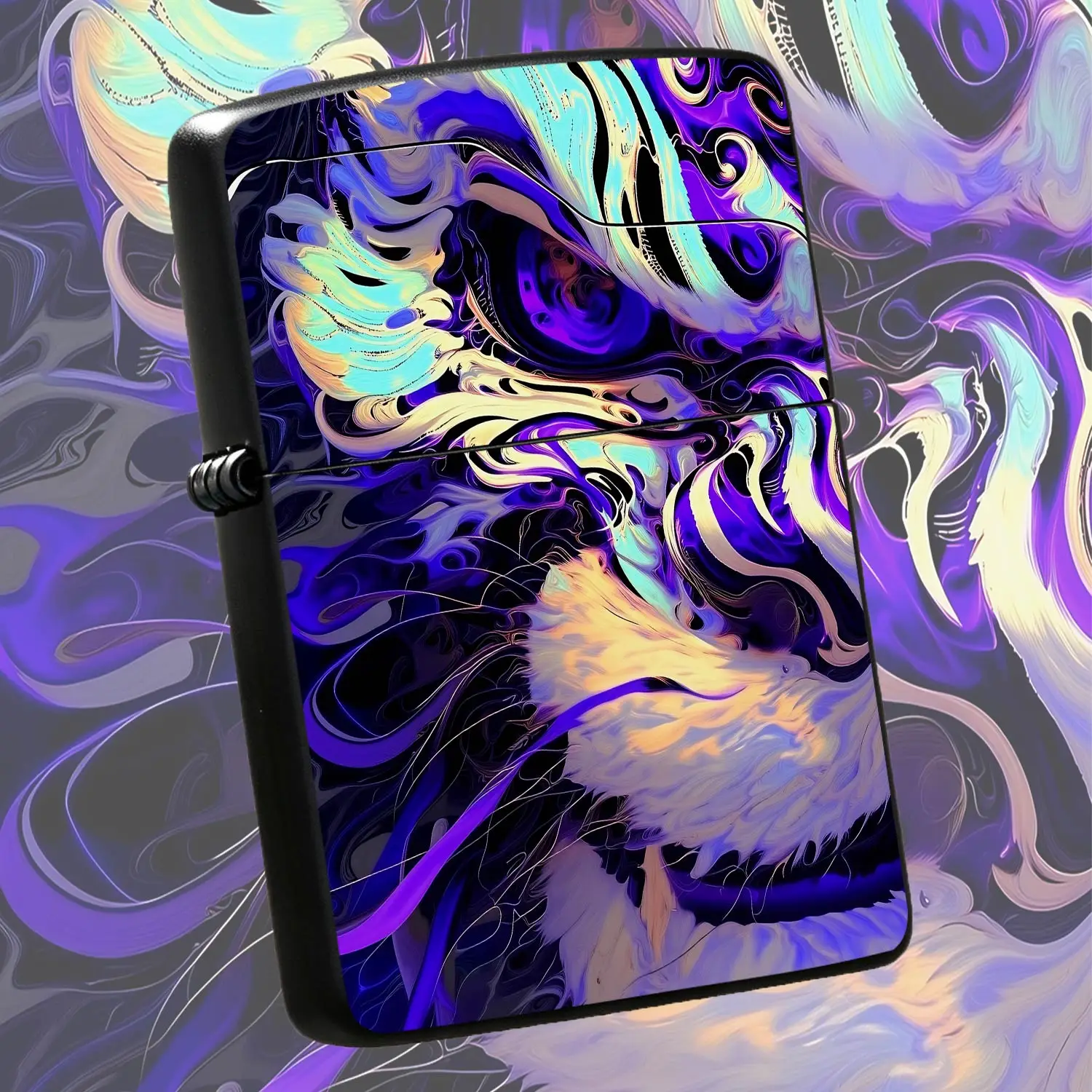 Psychedelic Swirling Abstract Art Lighter, Vibrant Iridescent Fluid Pattern Portable Igniter, Stylish Trendy Accessory For Daily Use Outdoor Gathering, Unique Exquisite Gift For Festival Holiday, Fits All Scenarios For A Humorous And Intere