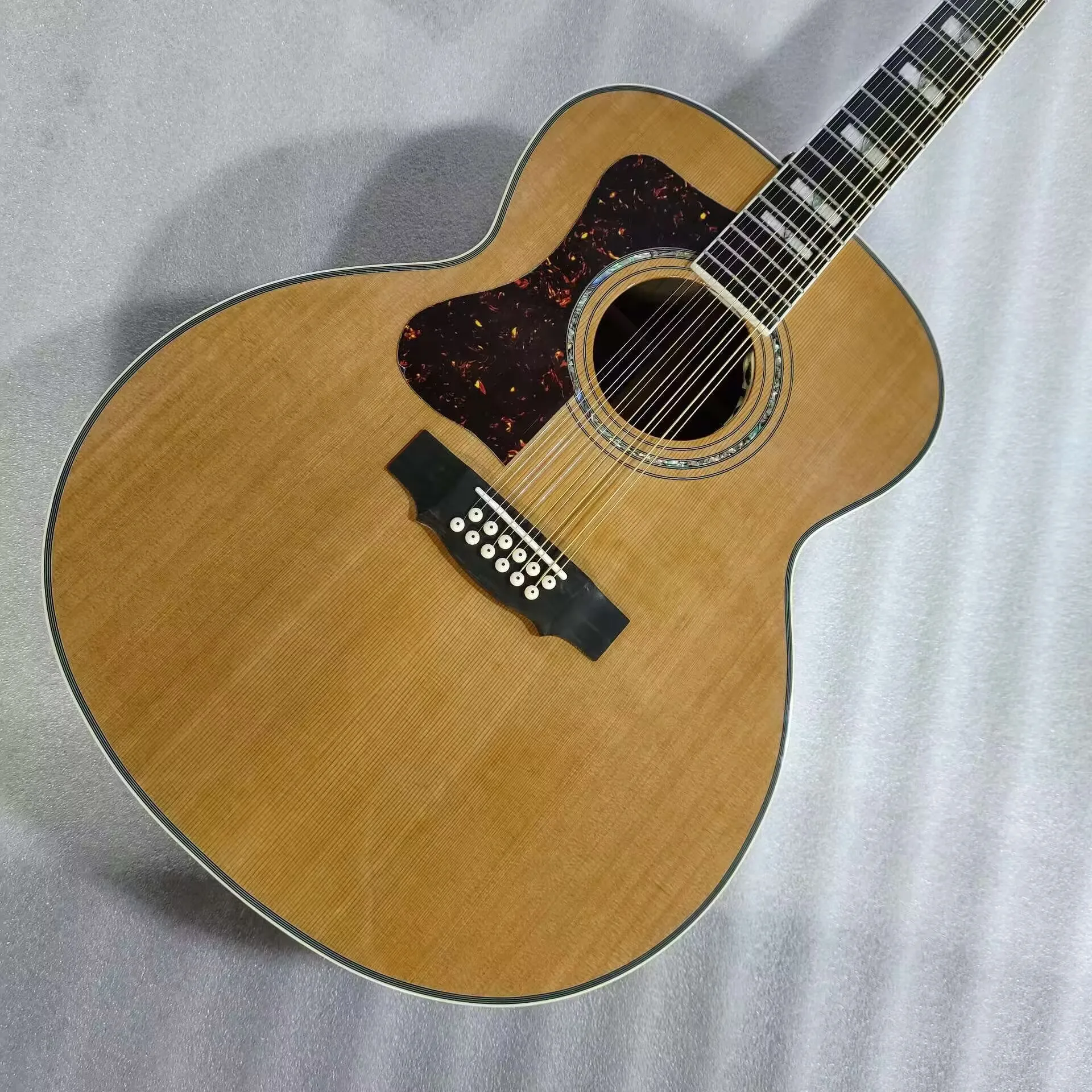 left handed solid jumbo acoustic guitar -F512 -12 string acoustic electric lefty guild style solid AAA cedar wood