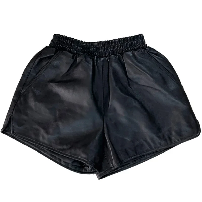 

Tajiyane Genuine Leather Shorts Women's 2022 Spring New High-waist A-line Wide-leg Loose Leather Pants Women's Clothing FCY060