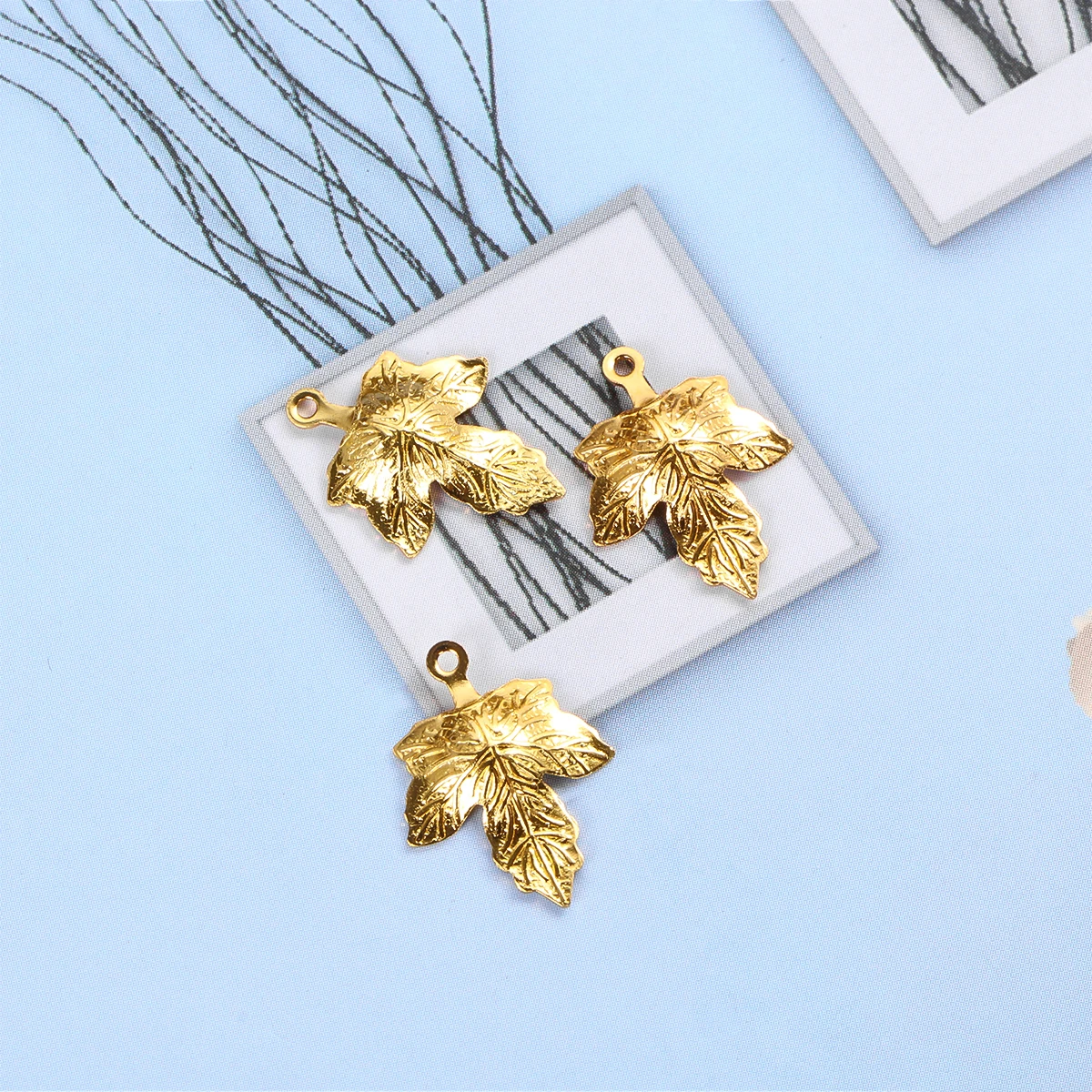 

6 Pcs Craft Beads Fashion Pendant Metal Leaf Charms Jewelry Making Pendants DIY