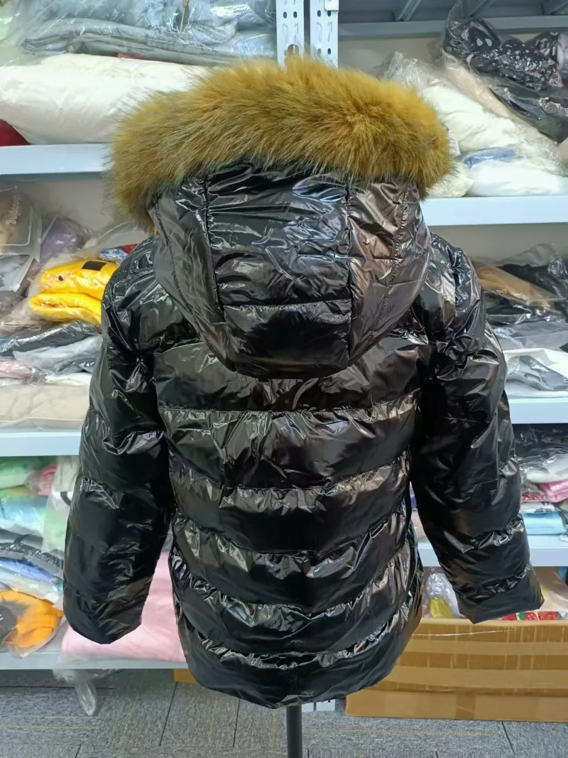 Women's Winter New Fashion Casual Slim Cotton Jacket Faux Fur Collar and Hooded Hooded Warm Jacket Coat Pu Leather Zipper