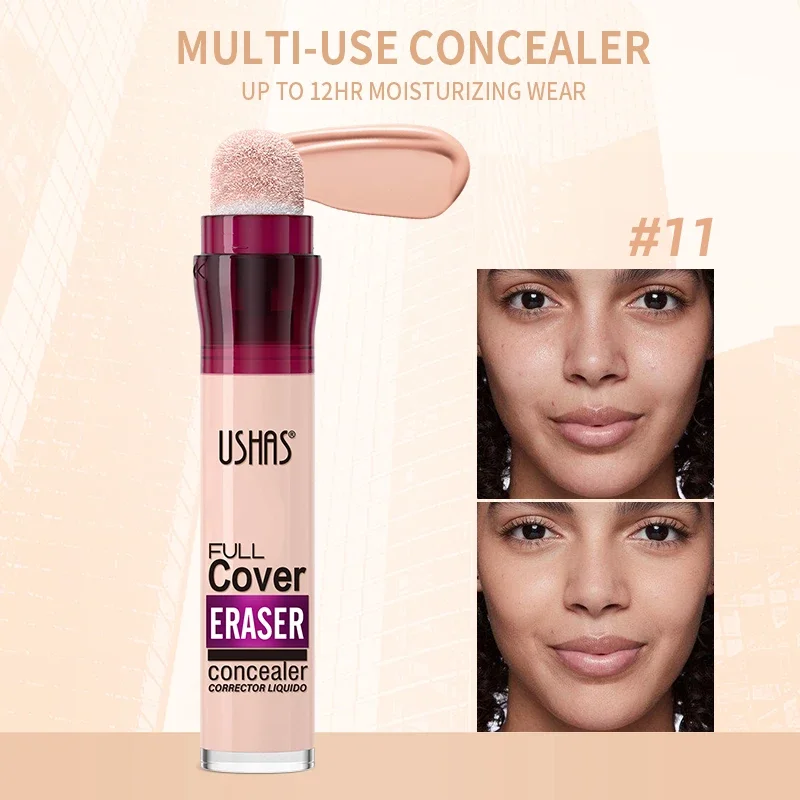 Ushas 12 couleurs liquide correcteur multi-usage fond de teint maquillage hydratant rotatif éponge tête correcteur longue durée léger