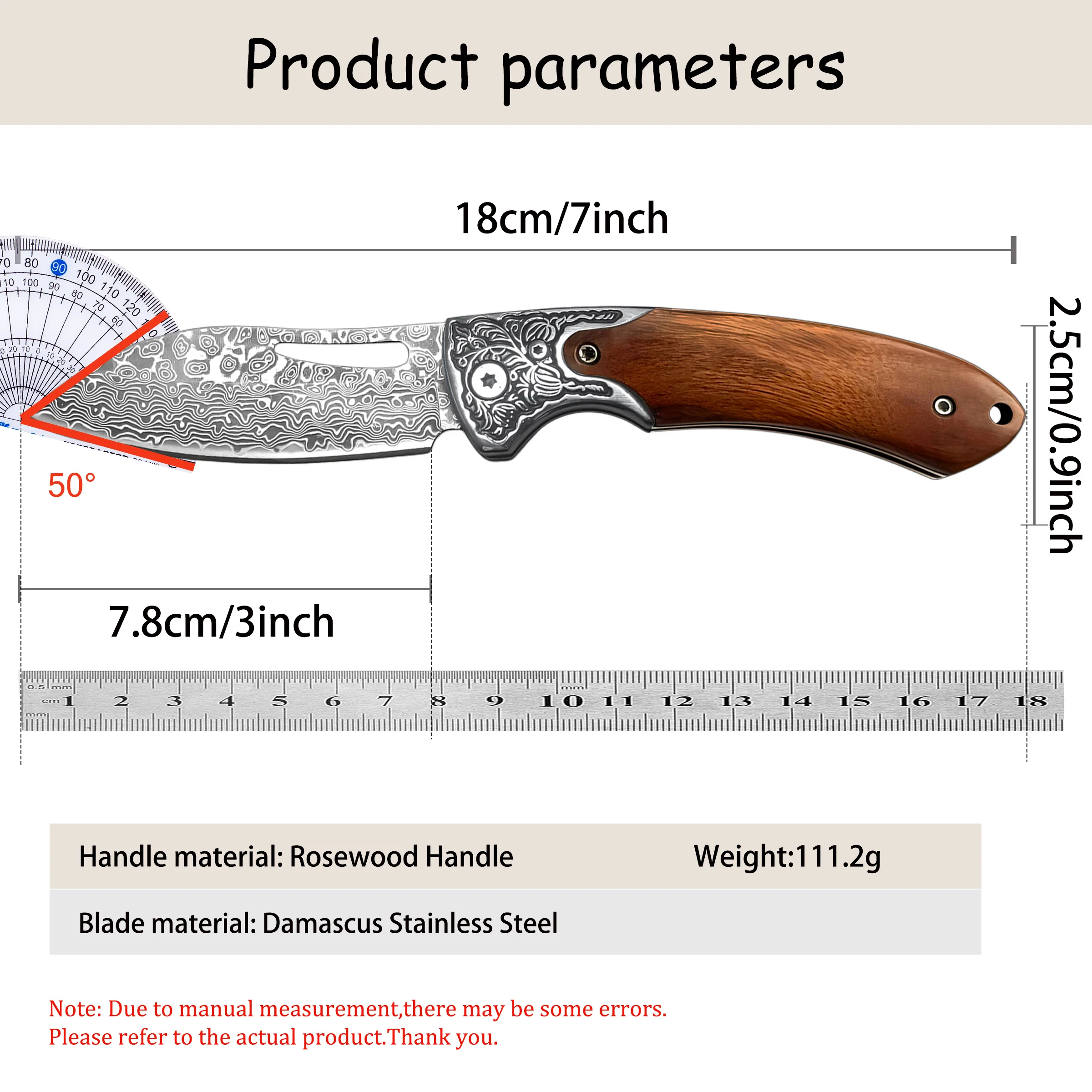 1PC,Folding Knife Damascus Pocket Knife Portable Knife Utility Knife Fruit & Vegetable Paring Knife Camping Tool