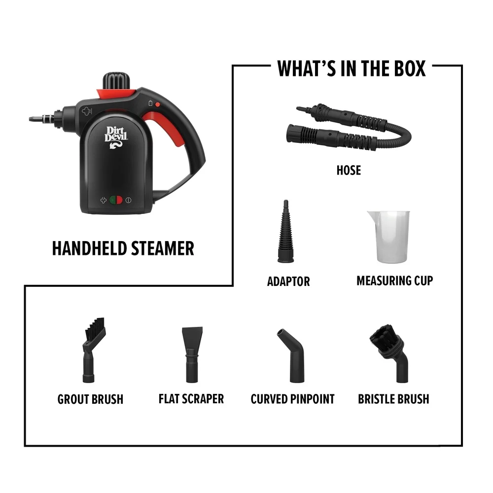 Handheld Portable Steam Cleaner 7-Piece Set Deep Cleaning Tile Grout Windows Kitchens Bathrooms with Safety Lock Steam Control