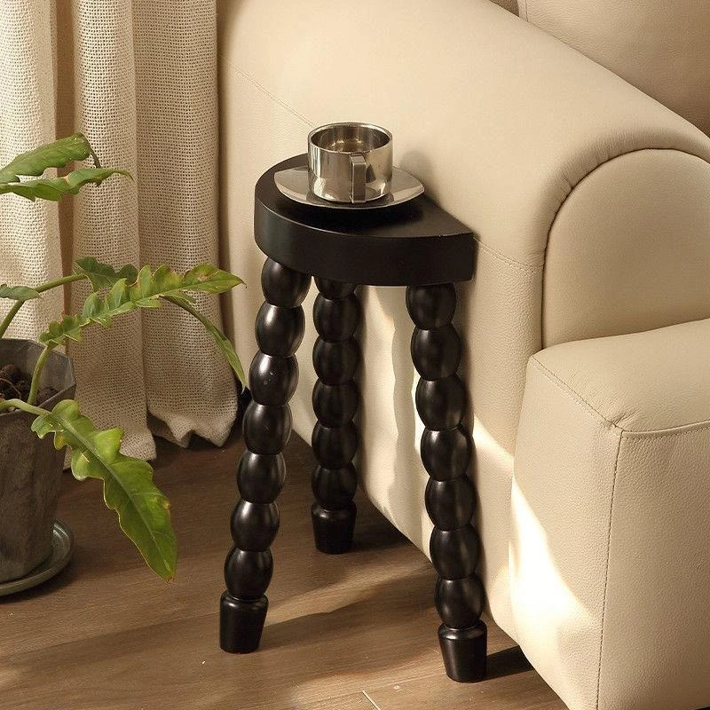 

Solid wood small tea edge sofa round table bedside table retro French minimalist short shelf
