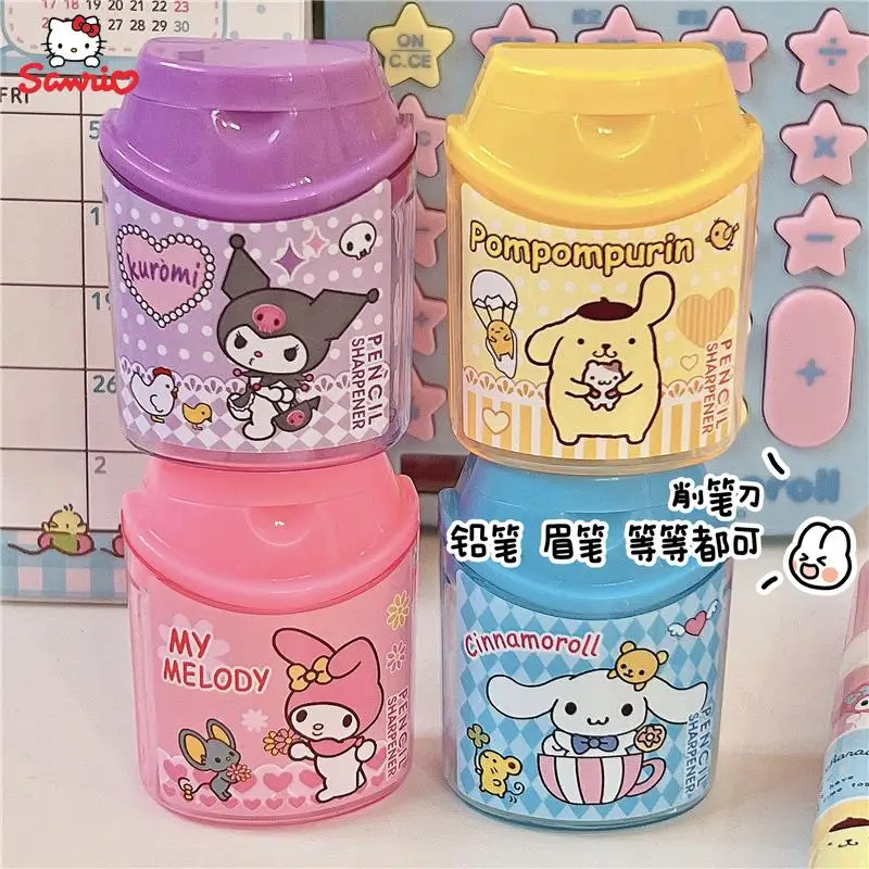 

Kawaii Sanrio Stationery Cinnamoroll Kuromi Mymelody Cartoon Cute Mini Student Pencil Sharpener Pencil Eyebrow Crayon Roll Knife