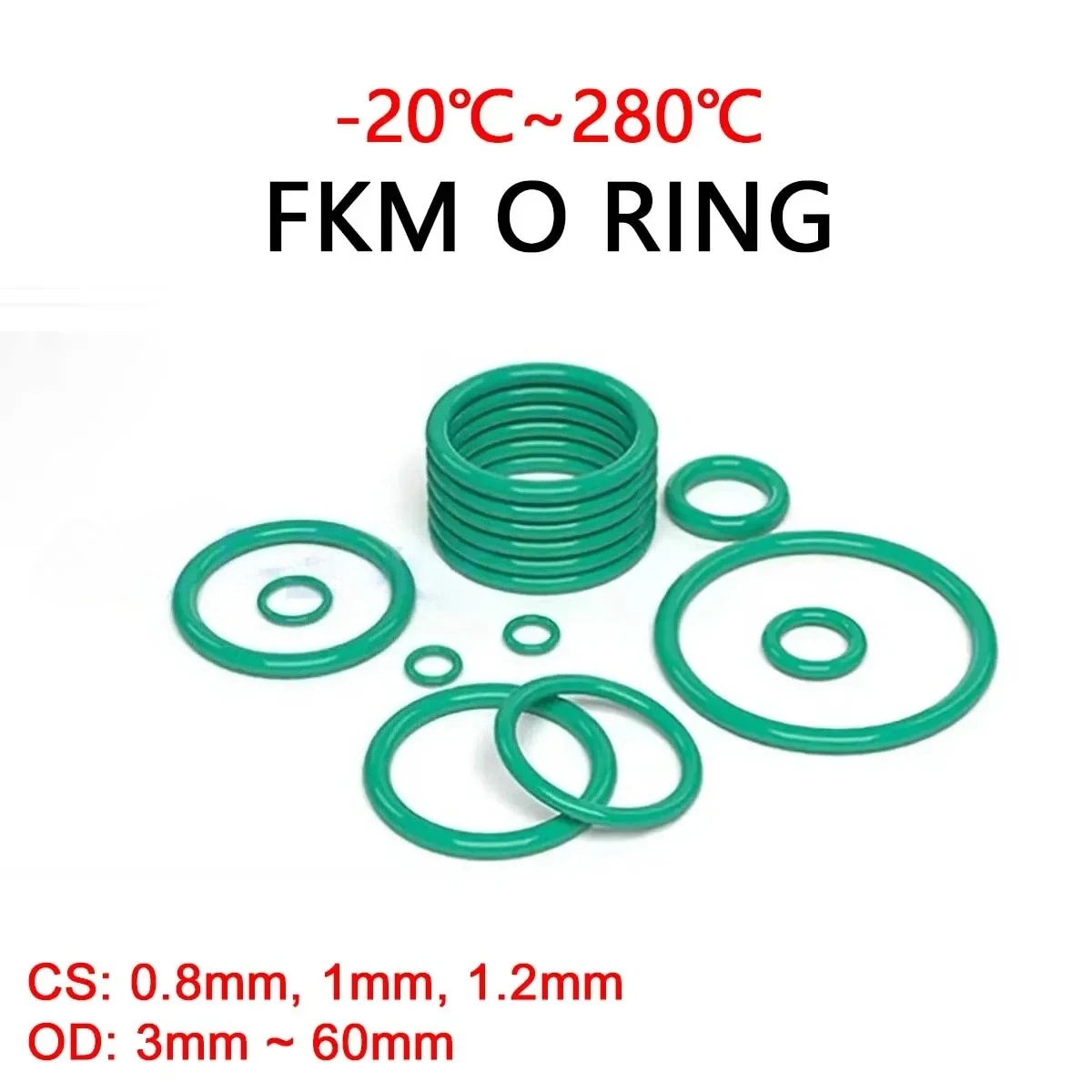 

FKM Green Fluorine Rubber O Ring CS 0.8/1/1.2mm OD 3mm~60mm O-Rings Sealing Gasket Washer Oil Resistant Acid & Alkali Resistant