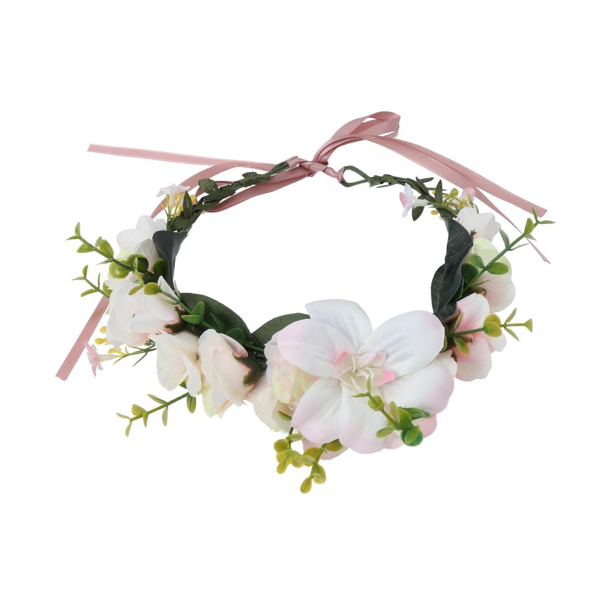 

Светло-розовый цветочный венок для волос из шелковых цветов, гирлянда-повязка для женщин, для свадьбы, фестиваля, пляжного отдыха, мгновенный стильный образ