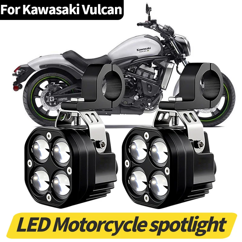 80W 12000LM Motorcycle Headlights DC12-36V LED Flicker Lamp Driving Spotlight Indicators Hi/Lo Light For Kawasaki Vulcan S 650