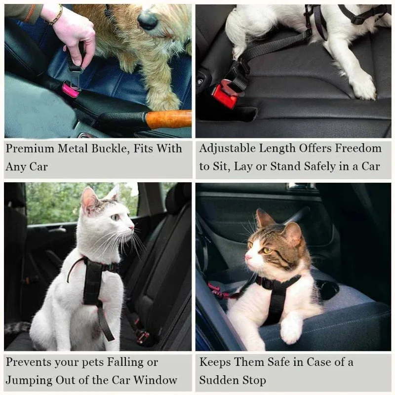 Animal Dog Pet Car Safety Seat Belt Harness Restraint Lead Leash Travel Clip Dogs Supplies Accessories for Travel Seat Covers