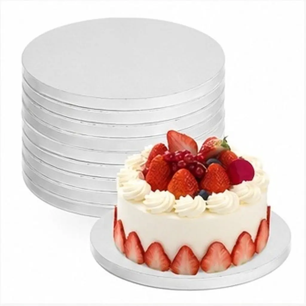 10Pcs Professional Round Cake Boards Non-Stick Corrugated Paper Cake Base Trays for Baking Decorating Displaying Large Cakes