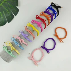 50PCS Flat Wide Knotted Bows Braided Elastic Hair Bands Golden Caps Plait Hair Ties Elasticity Ponytail Holder Hair Scrunchies