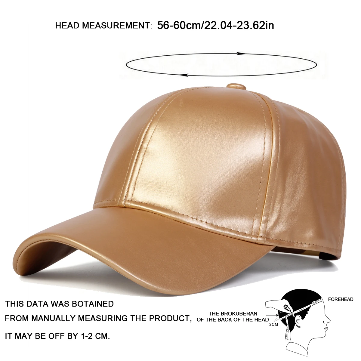 Unisex-Baseballmütze aus PU-Leder mit hellem Panel und einfarbigem Design, verstellbar für Frühling und Herbst, lässiger Sonnenschutzhut für den Außenbereich – Detail 14