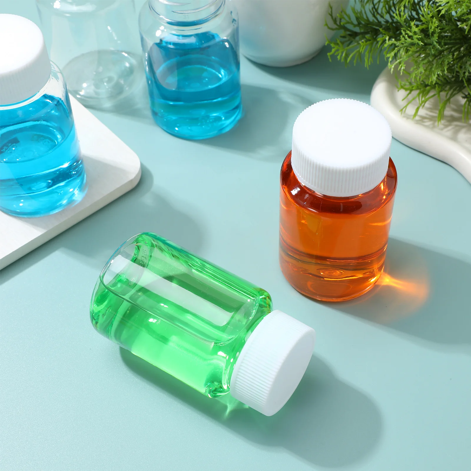 10개 80ml 애완동물 플라스틱 알약 병 비타민 캡슐 약품 보관용 투명 용기 방수 나사형 뚜껑 디스펜서 투명