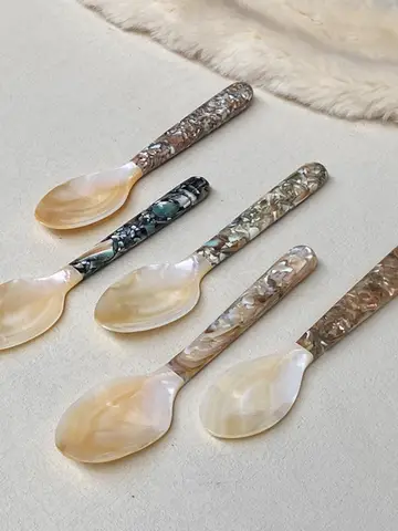 Sked av natursnäckor för kök, pärlsnäcka, månskenssnigel, kommersiell västerländsk sked, enkel hushållssköt med utsökt porslin 10 best sales skalsked - №8