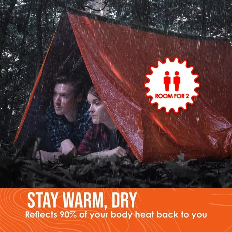 

Y67A-Outdoor Insulated Emergency Tent 2 Person Waterproof Emergency Life Saving Insulated Includes Life Whistle Ripstop Tent