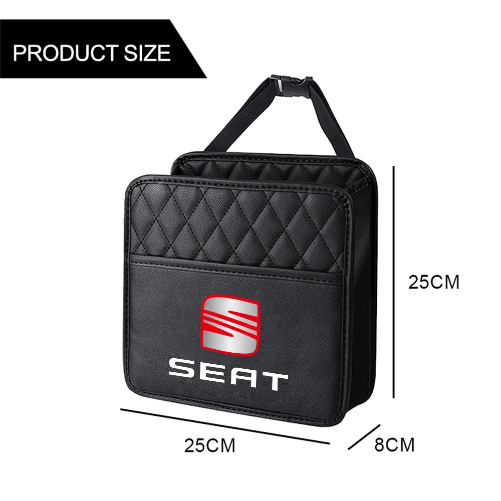 Car Leather Cupra Badge Storage Bag Seat Backrest Organizer Box Accessories For Seat FR Racing Ibiza Leon Alhambra Arona Tarraco