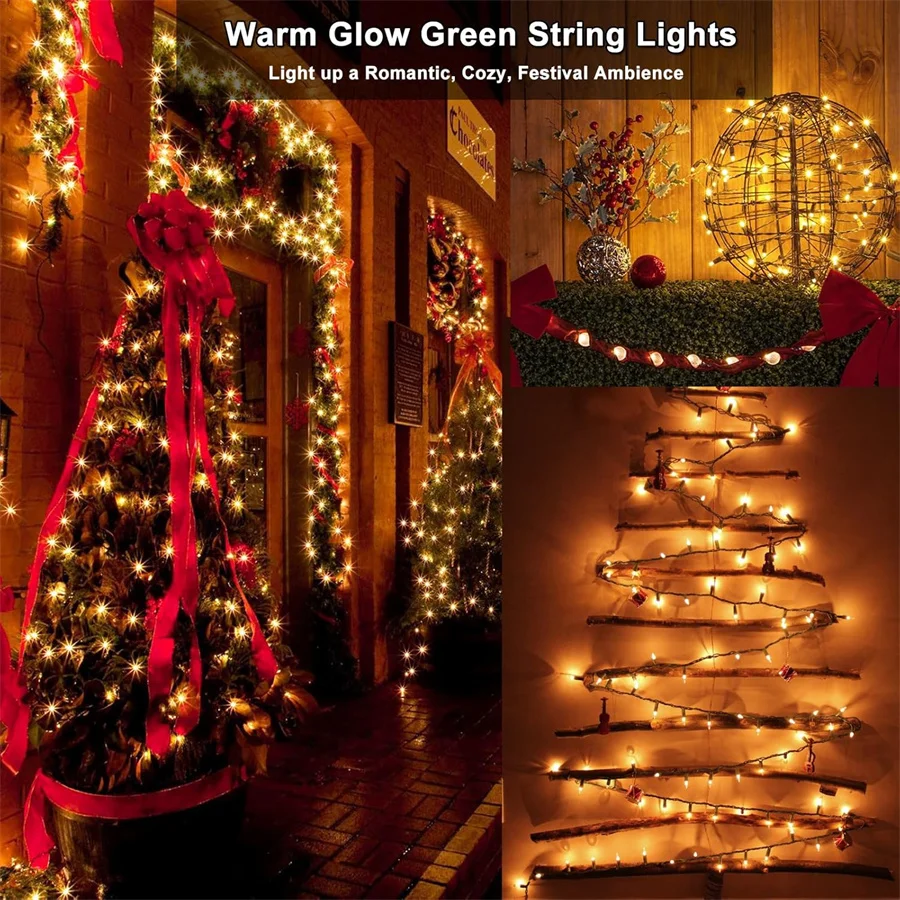 7M 100 Count Clear Christmas String Light Outdoor Incandescent Bulbs Mini Fairy Light Garland for Patio Holiday Party Decor