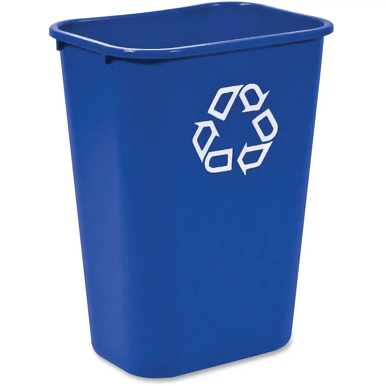 Commercial Products Resin Deskside Recycling Can, 10-Gallon/41-Quart, Blue Recycling Symbol, Plastic for Bedroom/Bathroom/Office