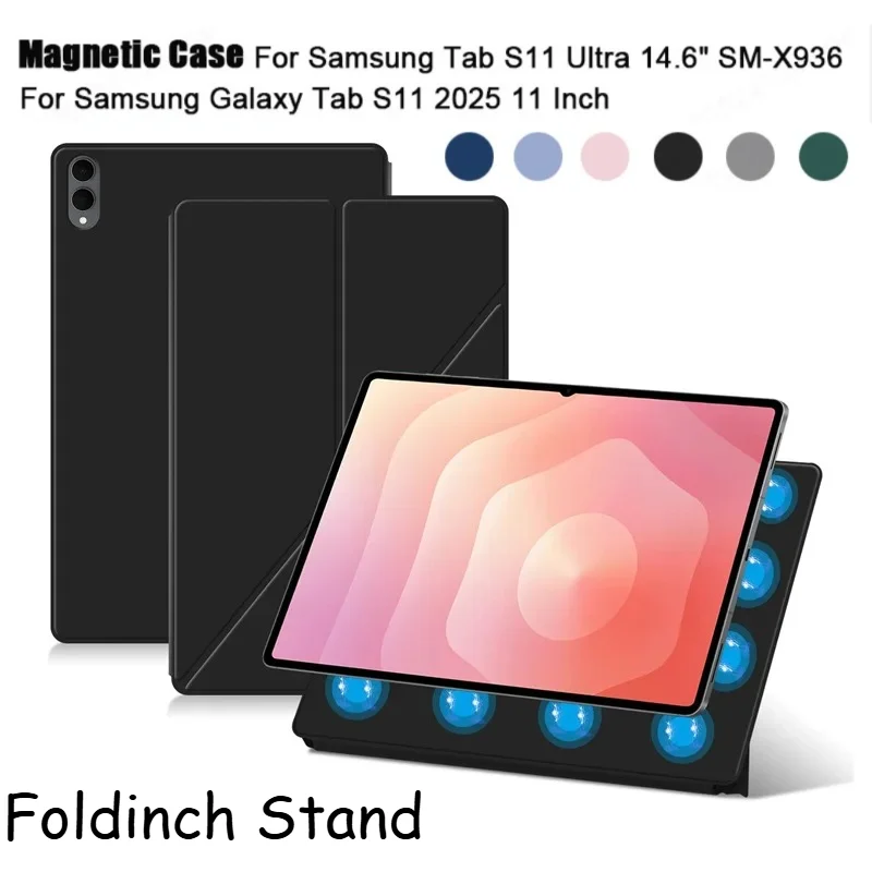

2025 Smart Fold Book Cover for Samsung Galaxy Tab S11 Ultra 14.6" SM-X936 X736 S10 Lite Fe 11" Plus 13.1" Magnetic Tablet Case
