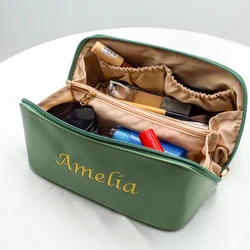 New Embroidered Name PU Makeup Bag Wedding Bridesmaid Pouch Bag Personalized Any Name Travelling Storage Organizer Makeup Bags