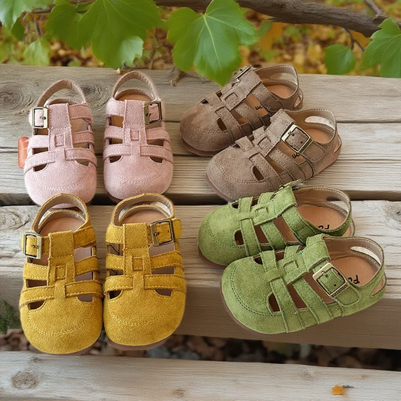 Toddler Boys Girls Sandals 2025 Summer Kids' Roman Sandals Kid's Hollow-Out Thick Sole Unisex Beach Shoes Ankle Protection​