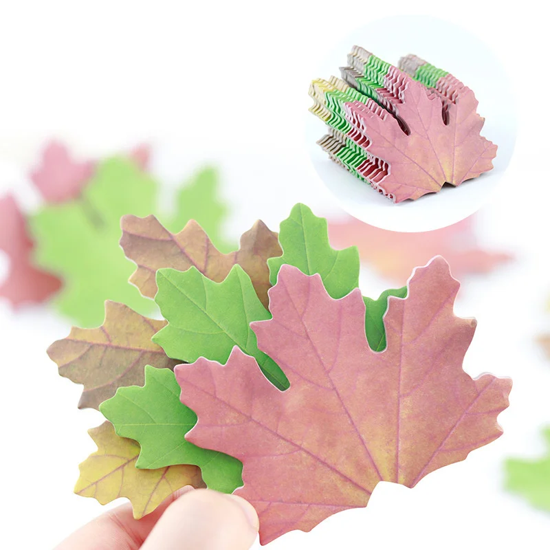 3 Piece Cute Cartoon Maple Leaves Sticky Notes Sticker Memo Pad Planner Stationery