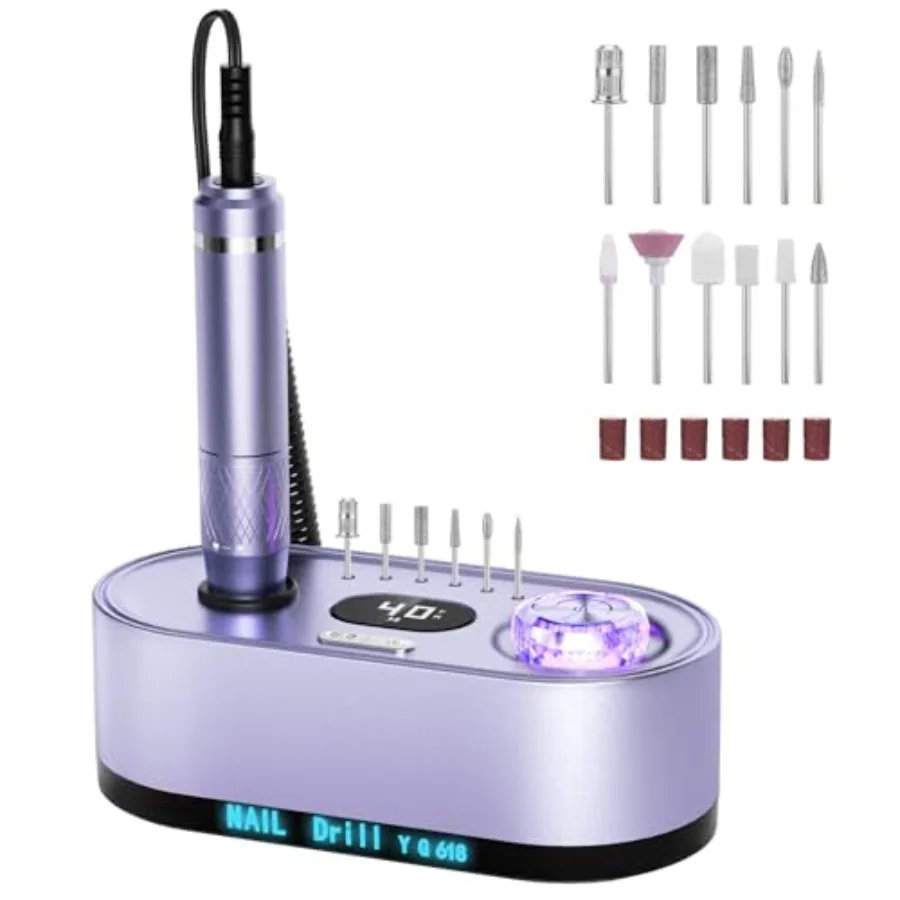 

Electric Nail Drill Professional: 40000RPM Electric Nail File Kit E File Nail Drill Machine with LCD Display for Acrylic Gel Na